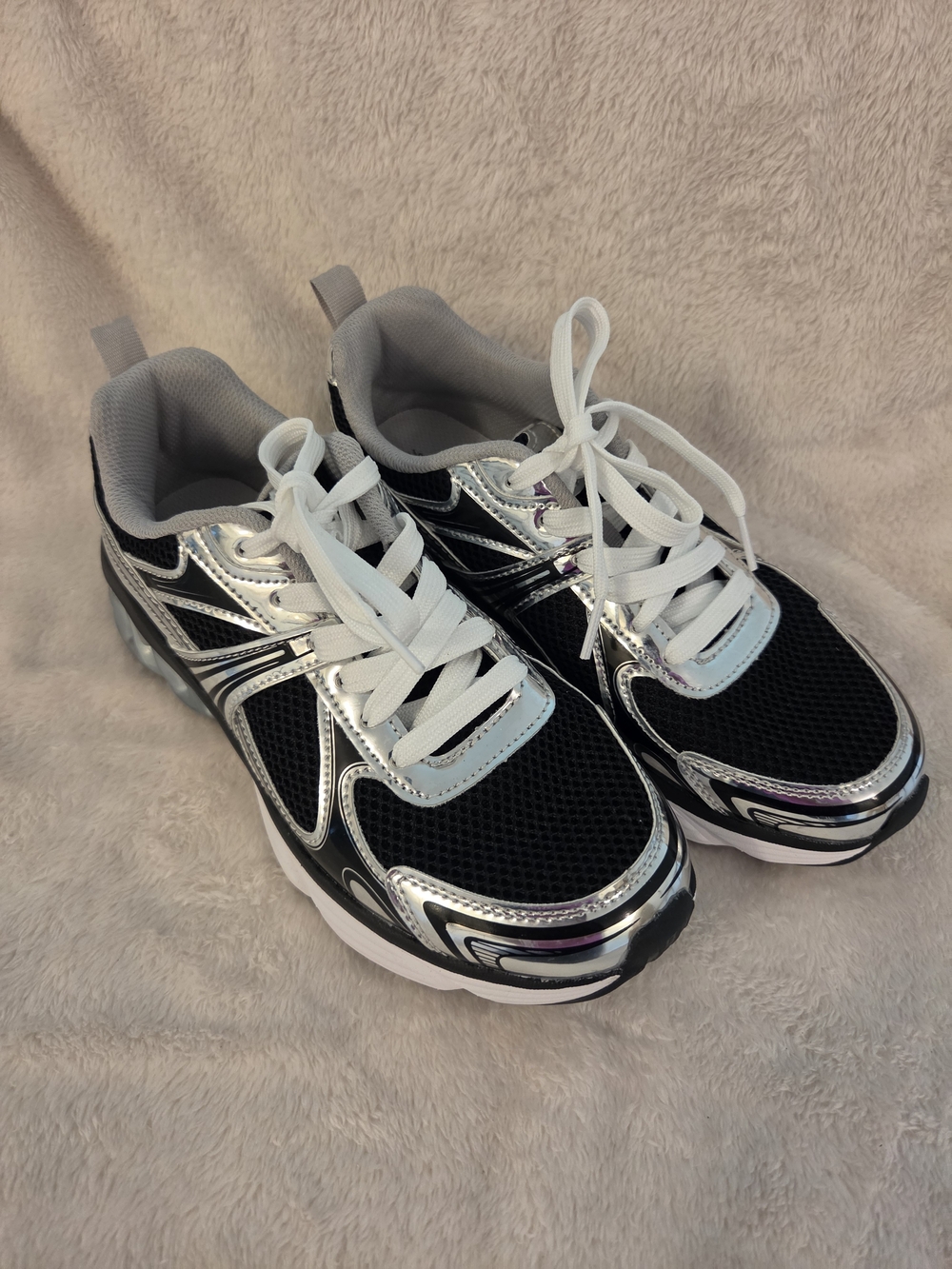 Black and Silver AVia Athletic Sneakers - Lace Up